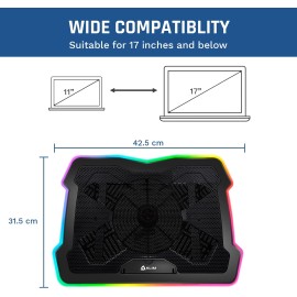 KLIM Ultimate + RGB Laptop Cooling Pad with LED Rim + New 2022 Version + Gaming Laptop Cooler + USB Powered Fan