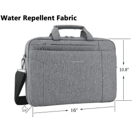 KROSER Laptop Bag 15.6 Inch Briefcase Shoulder Bag Water Repellent Laptop Bag Satchel Tablet Bussiness Carrying Handbag Laptop Sleeve for Women and Men-Grey