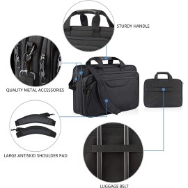 KROSER Premium Laptop Briefcase Fits Up to 17.3 Inch Laptop Expandable Water-Repellent Messenger Bag