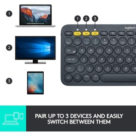 Logitech K380 Wireless Multi-Device Keyboard for Windows, Apple iOS, Apple TV android or Chrome