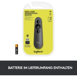 Logitech R500 Presentation remote control 3 buttons graphite