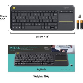 Logitech Wireless Touch Keyboard K400 Plus Keyboard with touchpad black