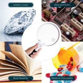 Magnifying Glass with Light | Large 5.5 Inch Handheld LED Glass Illuminated Lighted Magnifier | 2X 5X 20x Magnifying Glass for Seniors, Jewelers, Macular Degenaration, Reading, Inspection, Jewelry