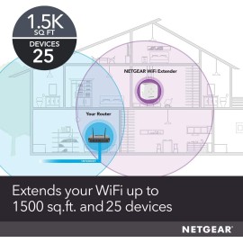 NETGEAR WiFi Range Extender EX5000 - Coverage up to 1500 Sq.Ft. and 25 Devices, WiFi Extender AC1200
