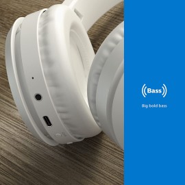 Philips H5205 Over-Ear Wireless Headphones with 40mm Drivers & BASS Boost on-Demand, White