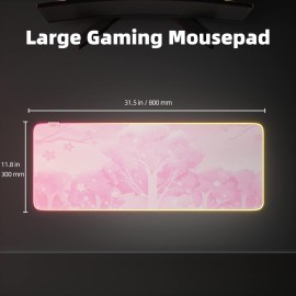 Pink RGB LED Gaming Mouse Pad, 14 Modes Glow Pad, Extra Large Gaming Mousepad