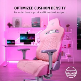 Razer Enki Gaming Chair: All-Day Gaming Comfort - Built-in Lumbar Arch - Optimized Cushion Density - Dual-Textured, Eco-Friendly Synthetic Leather - Reactive Seat Tilt & 152-Degree Recline - Pink