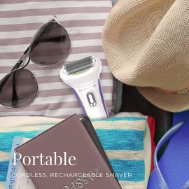 Remington Smooth & Silky Electric Shaver for Women, White/Purple