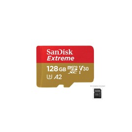 SanDisk Extreme - Flash memory card (microSDXC to SD adapter included) - 128 GB - A2 / Video Class V30 / UHS-I U3 / Class10 - microSDXC UHS-I