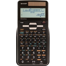 Sharp 16-Digit Advanced Scientific Calculator with WriteView 4 Line Display, Battery and Solar Hybrid Powered LCD Display, Black & White, Black and Silver