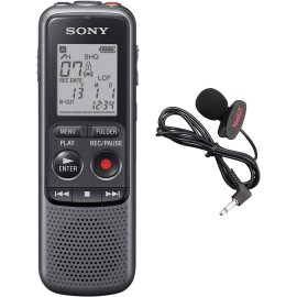 Sony Digital Voice Recorder ICD-PX Series, with Built-in Mic and USB, 4GB Memory, Noise Cut for Noise-Free Recordings, Includes A NeeGo Lavalier Lapel Mic