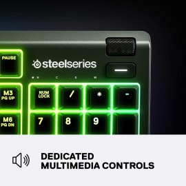 SteelSeries Apex 3 RGB Gaming Keyboard 10-Zone RGB Illumination – IP32 Water Resistant (Whisper Quiet Gaming Switch)