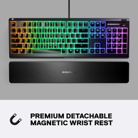 SteelSeries Apex 3 RGB Gaming Keyboard 10-Zone RGB Illumination – IP32 Water Resistant (Whisper Quiet Gaming Switch)