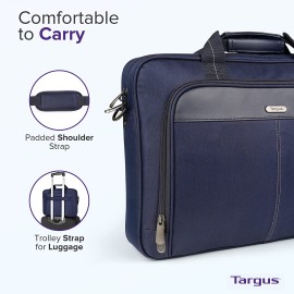 Targus Laptop Bag — Blue 15.6" Classic Slim Briefcase Messenger Bag, Spacious, Ergonomic