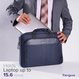 Targus Laptop Bag — Blue 15.6" Classic Slim Briefcase Messenger Bag, Spacious, Ergonomic