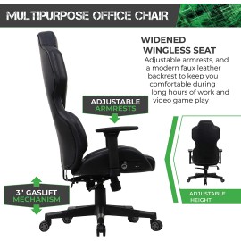X Rocker Zeta PC Office Gaming Chair, 27.36" x 27.56" x 48.43", Black/Gray