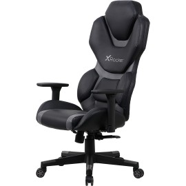 X Rocker Zeta PC Office Gaming Chair, 27.36" x 27.56" x 48.43", Black/Gray