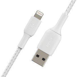 Belkin Boost Up Charge Braided Lightning To Usb-A Cable, 3.3 Feet (White)