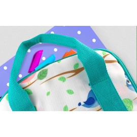 Durable polyester - Color Printed design with aqua accents - Internal padded notebook sleeve with elastic Velcro fastener