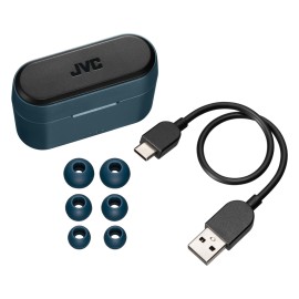 Jvc Riptidz Bluetooth Earbuds, True Wireless With Charging Case (Navy)
