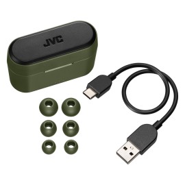 Jvc Riptidz Bluetooth Earbuds, True Wireless With Charging Case (Olive)