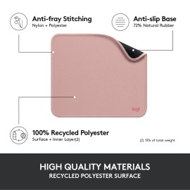 Logitech Rose Mouse pad Studio Series - Mouse pad - anti-slip rubber base, easy gliding, spill-resistant surface - dark rose