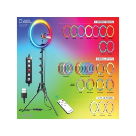 Bower Rgb Selfie Ring Light Studio Kit With Wireless Remote Control And Tripod (16-In.)