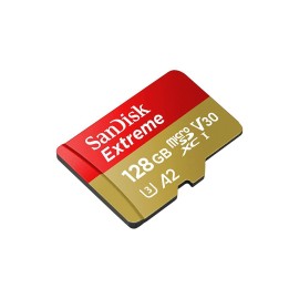 SanDisk Extreme - Flash memory card (microSDXC to SD adapter included) - 128 GB - A2 / Video Class V30 / UHS-I U3 / Class10 - microSDXC UHS-I