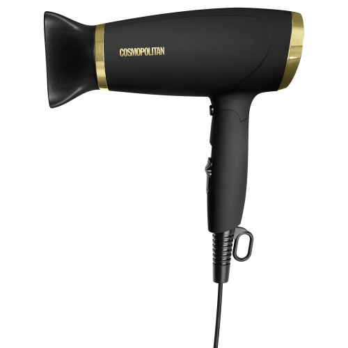 Cosmopolitan Foldable Hair Dryer With Smoothing Concentrator (Black And Gold)