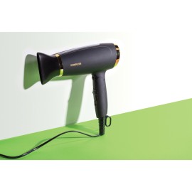 Cosmopolitan Foldable Hair Dryer With Smoothing Concentrator (Black And Gold)