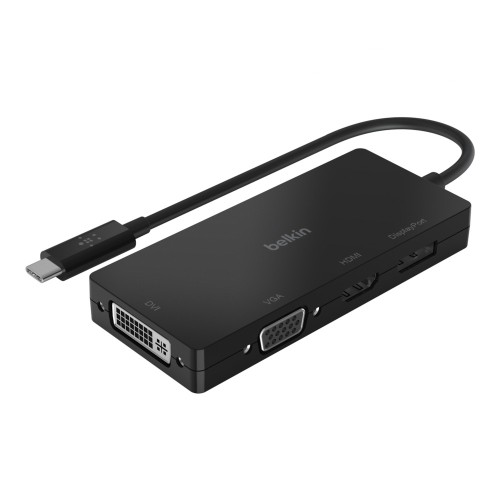 Belkin - Video adapter - USB-C male to HD-15 (VGA), DVI-I, HDMI, DisplayPort female - black - 4K support