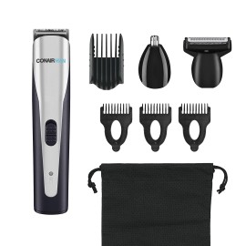 ConairMAN Lithium Ion All-in-1 Beard, Ear, Nose and Body Hair Trimmer for Men, Cordless Face Trimmer Grooming Kit, 6-Piece Set