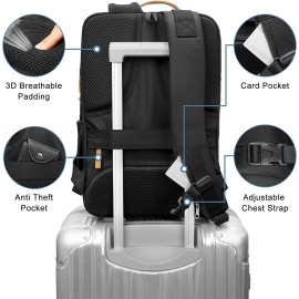 Hp hope Business Travel Backpack, Waterproof RFID Anti Theft Work Backpack for Men Women, 15.6 Inch Smart Laptop Backpack with USB Charging Port & Wet Pocket, Black