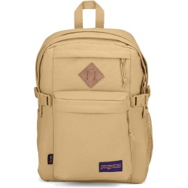 JanSport Main Campus FX Backpack - Travel, or Work Bookbag w 15-Inch Laptop Pack with Leather Trims, Curry