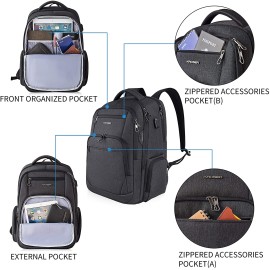 KROSER Travel Laptop Backpack 17 Inch Large Computer Backpack Water-Repellent Daypack