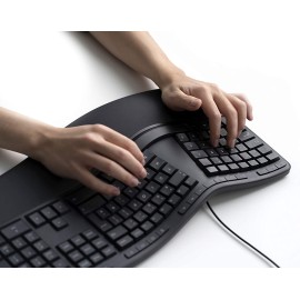 Microsoft Ergonomic Keyboard - Black. Wired, Comfortable, Ergonomic Keyboard with Cushioned Wrist and Palm Support. Split Keyboard. Dedicated Office Key.