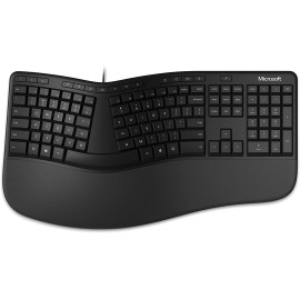 Microsoft Ergonomic Keyboard - Black. Wired, Comfortable, Ergonomic Keyboard with Cushioned Wrist and Palm Support. Split Keyboard. Dedicated Office Key.