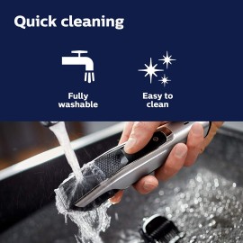 Philips Norelco Beard Trimmer and Hair Clipper Series 5500, electric, cordless, one pass beard trimmer and hair clipper with washable feature for easy clean - No blade oil needed