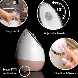 Facial Steamer SPA+ by Microderm GLO - Best Professional Nano Ionic Warm Mist, Home Face Sauna, Portable Humidifier Machine