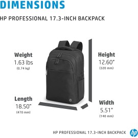 HP Professional, Black, 18.5 in x 5.51 in x 12.6 in