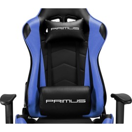 Primus Gaming THRONOS 100T - Blue Gaming Chair, PVC and Synthetic Leather, Adjustable Headrest, Lumbar Support, Adjustable Seat Height, 2D Armrest