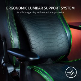 Razer Iskur Gaming Chair: Ergonomic Lumbar Support System - Multi-Layered Synthetic Leather - High Density Foam Cushions - Engineered to Carry - Memory Foam Head Cushion - Black/Green