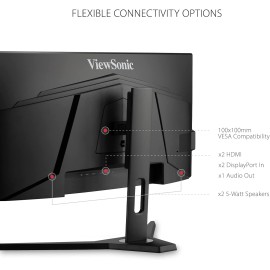 ViewSonic OMNI VX3418-2KPC 34 Inch Ultrawide Curved 1440p 1ms 144Hz Gaming Monitor with Adaptive Sync, Eye Care, HDMI and Display Port