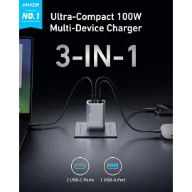 Anker Prime 100 W 3-Port GaN USB C Charger Block