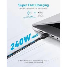 Anker USB C to USB C Cable (2Pack - 3FT),240 W Type-C Fast Charging Cord