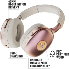 House of Marley Positive Vibration XL ANC: Noise Cancelling Over-Ear Headphones with Microphone