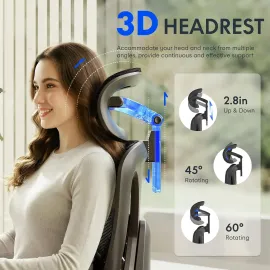 FLEXISPOT ErgoX Premium Ergonomic Office Chair with Footrest- Adjustable 3D Armrests