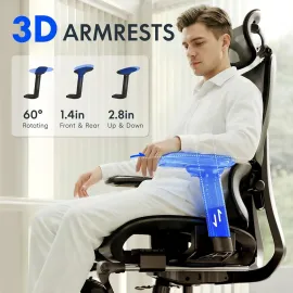 FLEXISPOT ErgoX Premium Ergonomic Office Chair with Footrest- Adjustable 3D Armrests
