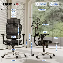 FLEXISPOT ErgoX-PRO Ergonomic Office Chair with Footrest Black – AeroWeave 5.0 Mesh Seat