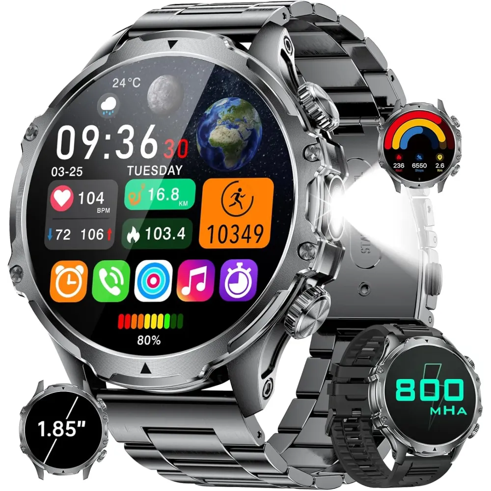 Military Smart Watch for Men - 1.85'' HD Large Screen Smartwatch
